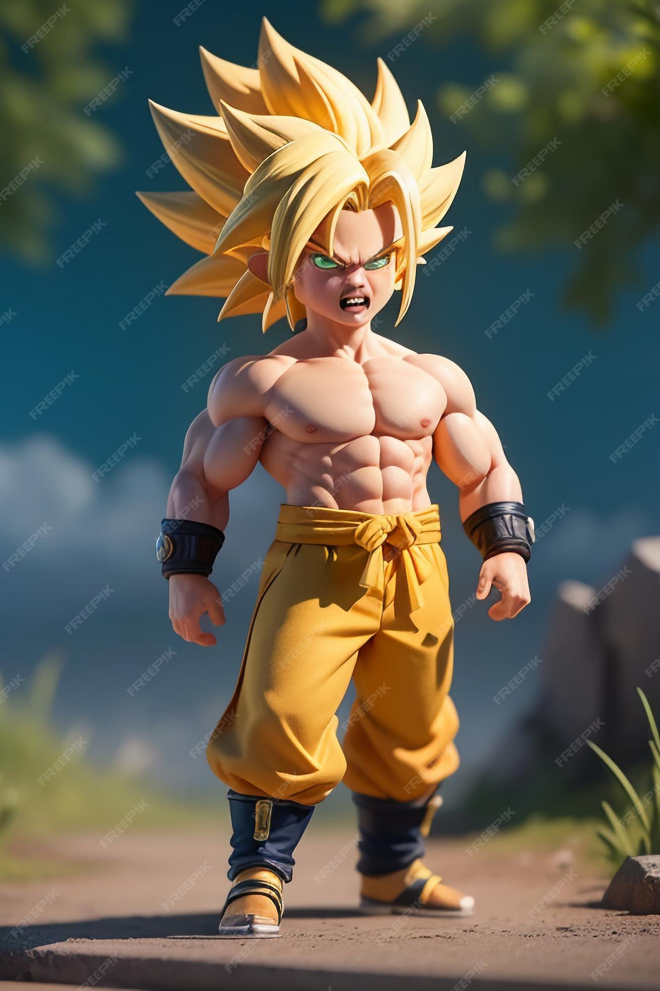 Dragon ball super saiyan menino de cabelo amarelo personagem de anime de  desenho animado japonês modelo de brinquedo feito à mão