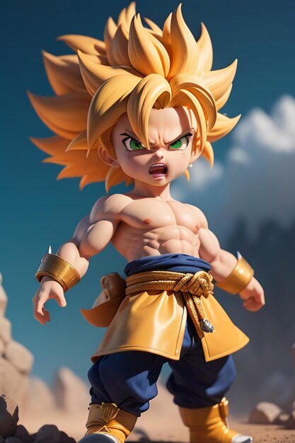 Dragon ball super saiyan menino de cabelo amarelo personagem de anime de  desenho animado japonês modelo de brinquedo feito à mão