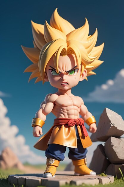 Dragon ball super saiyan menino de cabelo amarelo personagem de anime de  desenho animado japonês modelo de brinquedo feito à mão