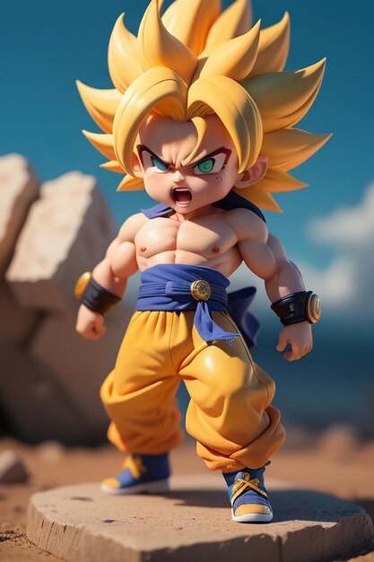 Dragon ball super saiyan menino de cabelo amarelo personagem de anime de  desenho animado japonês modelo de brinquedo feito à mão