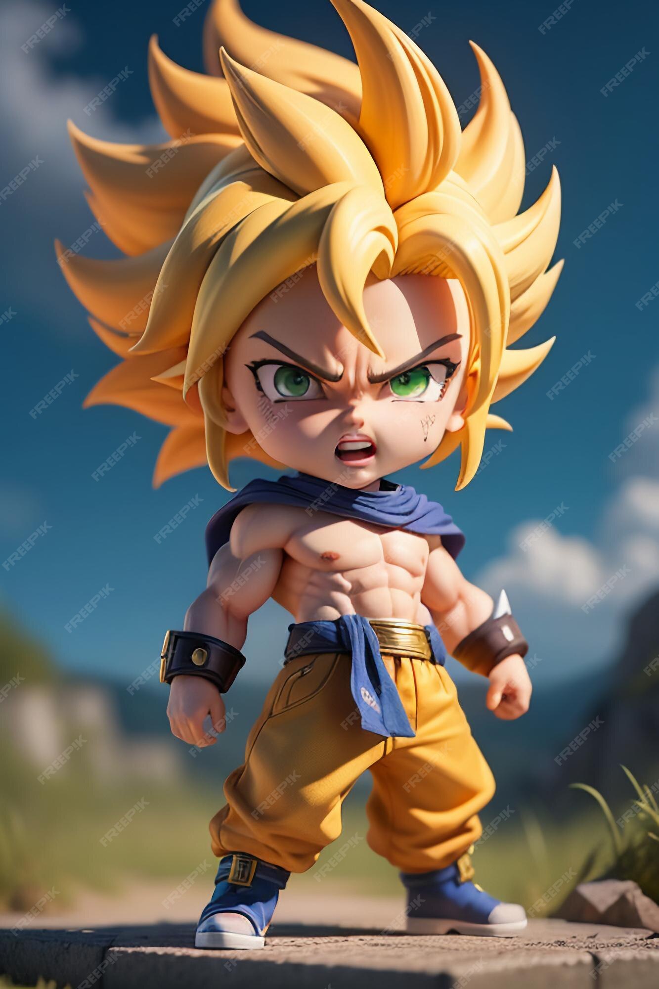 Dragon ball super saiyan menino de cabelo amarelo personagem de anime de  desenho animado japonês modelo de brinquedo feito à mão