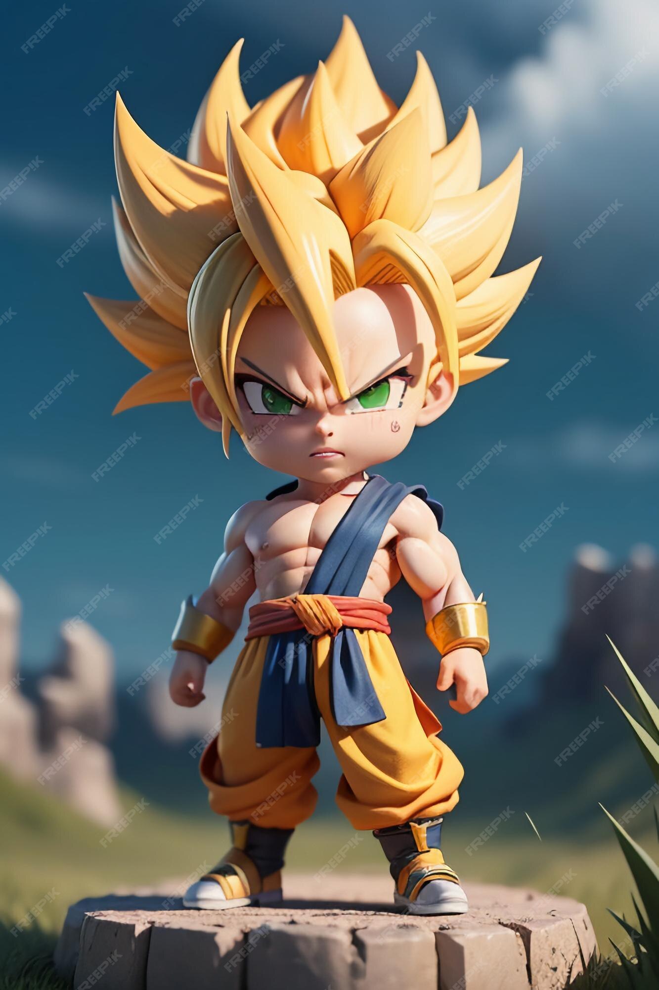 Dragon ball super saiyan menino de cabelo amarelo personagem de anime de  desenho animado japonês modelo de brinquedo feito à mão