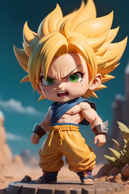 Dragon ball super saiyan menino de cabelo amarelo personagem de anime de  desenho animado japonês modelo de brinquedo feito à mão