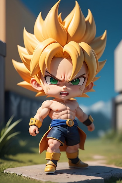 Dragon ball super saiyan menino de cabelo amarelo personagem de anime de  desenho animado japonês modelo de brinquedo feito à mão