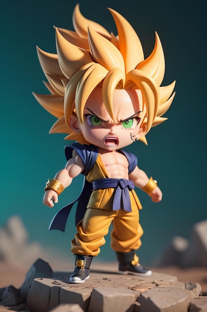 Dragon ball super saiyan menino de cabelo amarelo personagem de anime de  desenho animado japonês modelo de brinquedo feito à mão