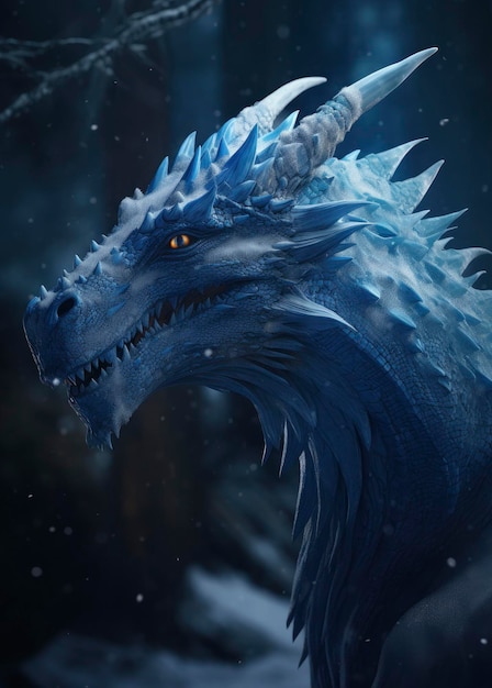 Un dragón blanco caminando en la nieve al estilo de ilustraciones de otro mundo escala gigantesca inquietantemente realista personajes inspirados en el anime weathercore retratos enigmáticos montículos puntiagudos generat ai
