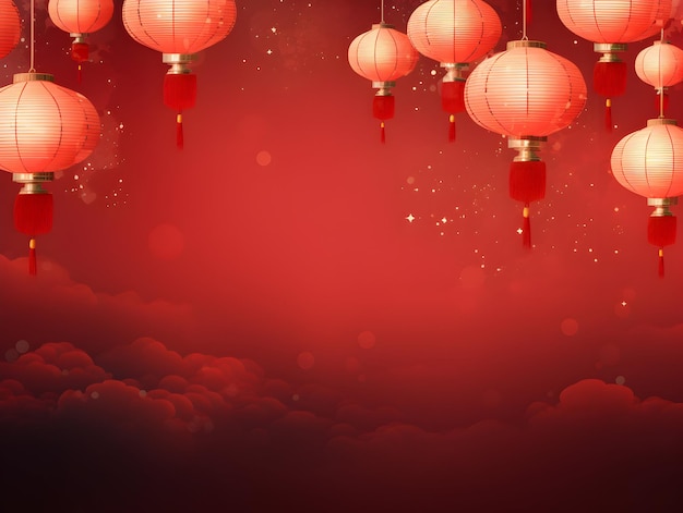 Dragon Chinese New Year Background com lanterna e espaço de cópia para o seu design de postagem de venda
