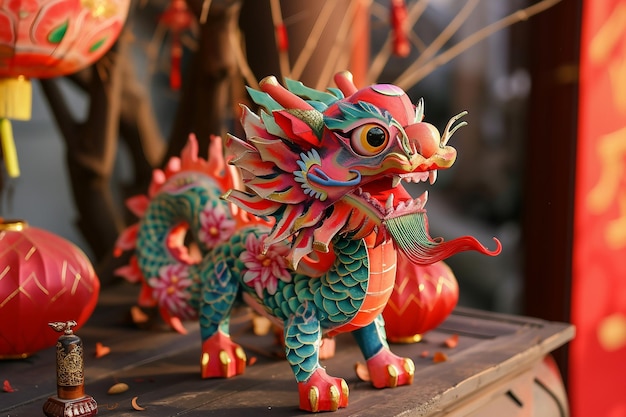 Foto dragón chino hecho a mano
