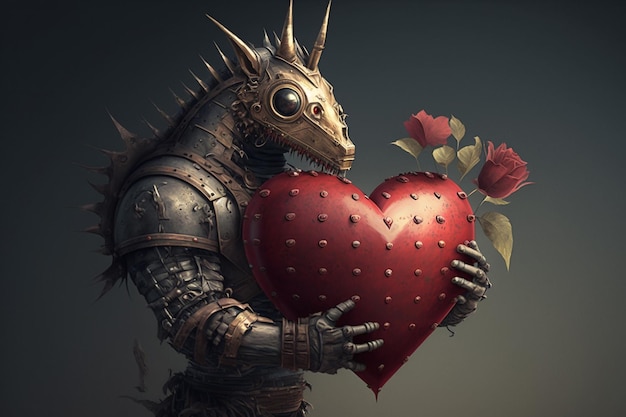 un dragón con un corazón que dice dragón en él