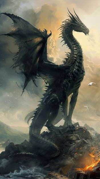 un dragón con un dragón en la cabeza
