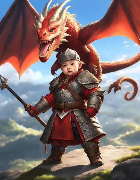 un dragón y un dragón están en un cartel