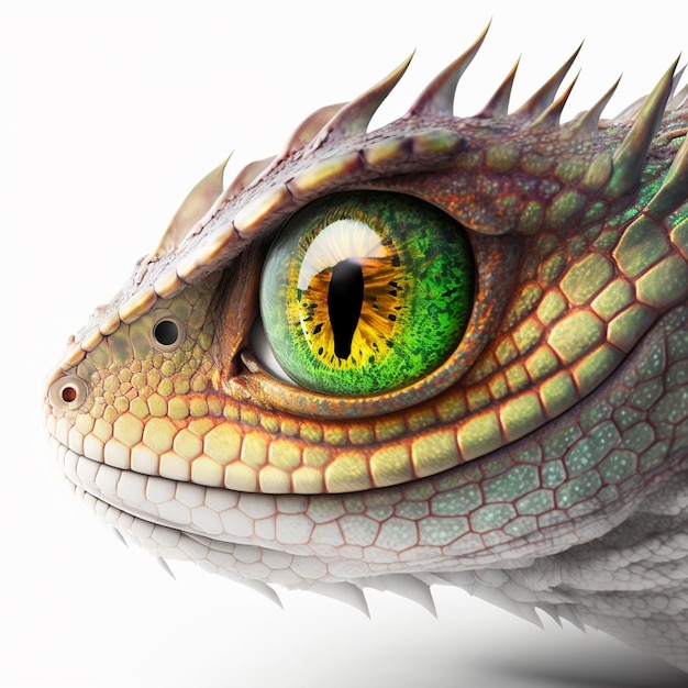 Foto un dragón feroz y colorido en su cuerpo aislado