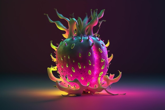 Dragon Fruit neon vector illustartion ai arte generado