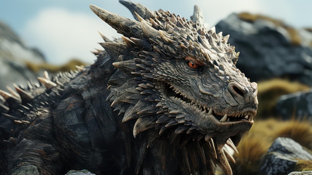 un dragón con ojos rojos y la palabra dragón en la cara.