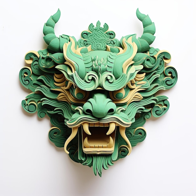 Dragón oriental de madera verde Símbolo del año nuevo chino Tradiciones asiáticas