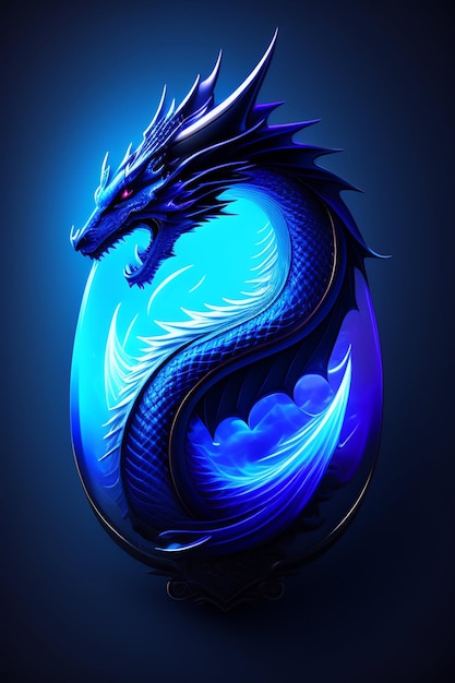 dragón oscuro con llamas azules