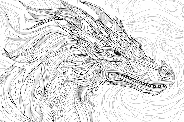 un dragón con un patrón de las palabras dragones en él