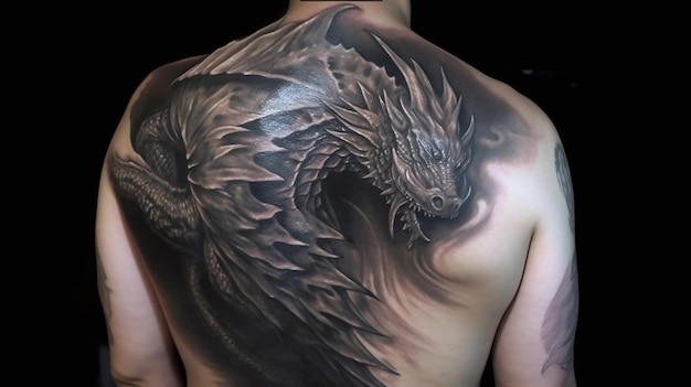 Dragon Tattoo Backpiece design hiper-realista e altamente detalhado