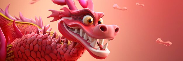 dragón tradicional de felicitación de año nuevo en ilustración 3D generativa ai