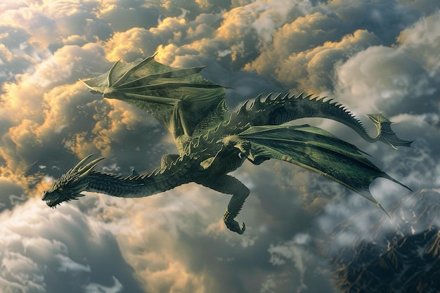 El dragón verde se alza hacia el cielo