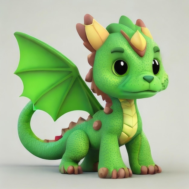 Foto un dragón verde muy lindo con alas símbolo del año 2024