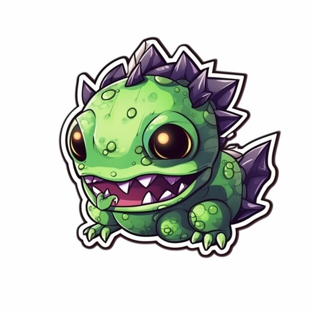Un dragón verde con picos púrpuras y una gran sonrisa generativa ai