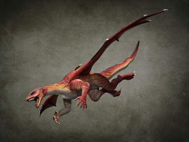 Dragón volador fabuloso. Ilustración 3d