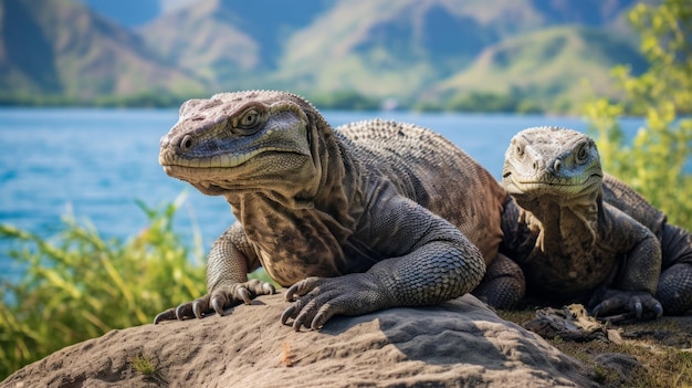 Dragones de Komodo disfrutando de su entorno natural