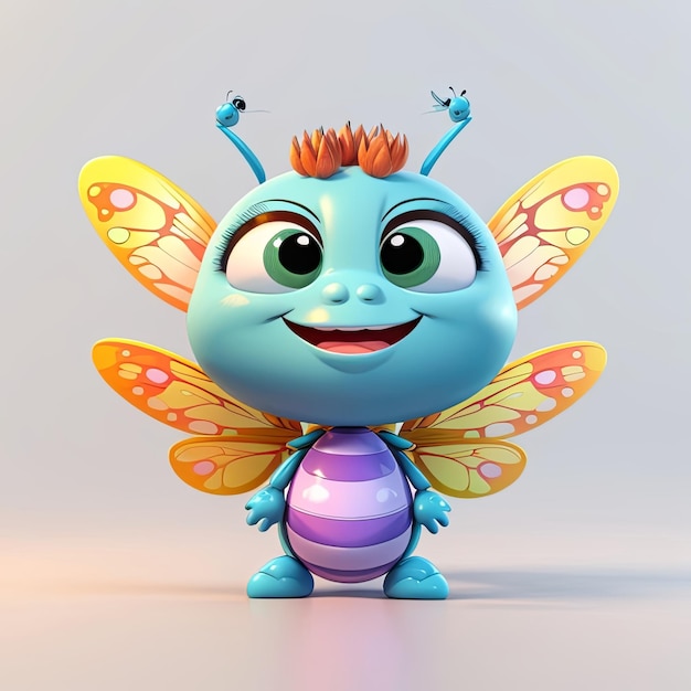 DragonflyCute animal gordo bebê conlorful e realista 3d