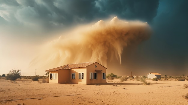 Dramática tormenta de arena en el desierto tormenta relámpago Fondo abstracto Arte digital