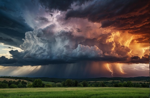 Dramáticas nubes de tormenta sobre un paisaje