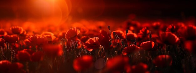 Dramático campo de flores de amapola bandera del día de Anzac Recuerde para Anzac memoria histórica de la guerra Anzac ba