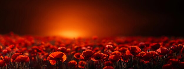 Dramático campo de flores de amapola bandera del día de Anzac Recuerde para Anzac memoria histórica de la guerra Anzac ba