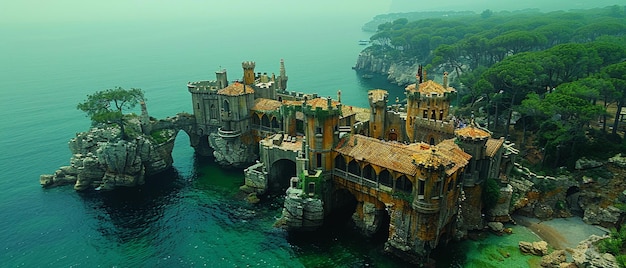 Dramático castillo construido en el acantilado con vistas al mar