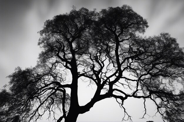 Foto un dramático paisaje de árboles en blanco y negro