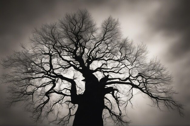 Foto un dramático paisaje de árboles en blanco y negro