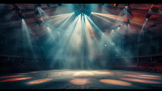 Foto dramatisch beleuchtete leere theaterbühne mit atmosphärischer beleuchtung