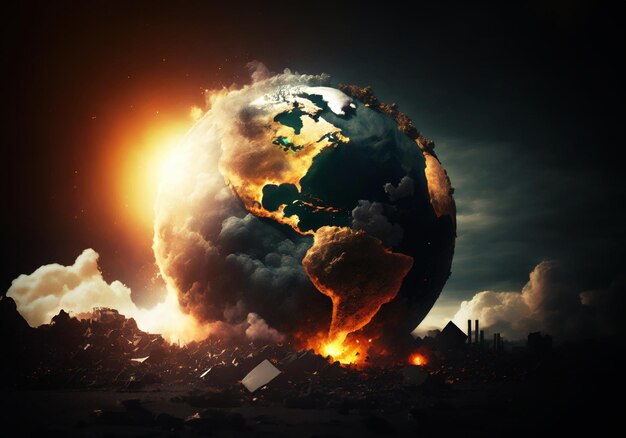 dramatische Darstellung über die Zerstörung des Planeten Erde