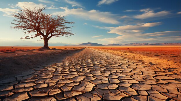 Foto dramatische wüstenbildung aufgrund des klimawandels