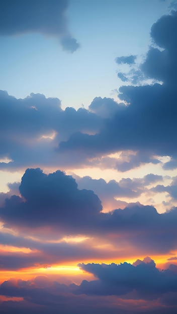 Dramatischer Himmelsaufgang, Sonnenuntergang, Wolkenlandschaft, Hintergrund