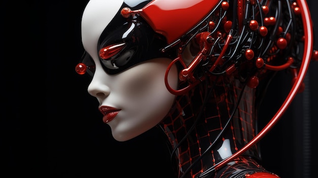 dramatisches Porträt von einer Cyborg-Androiden-Frau