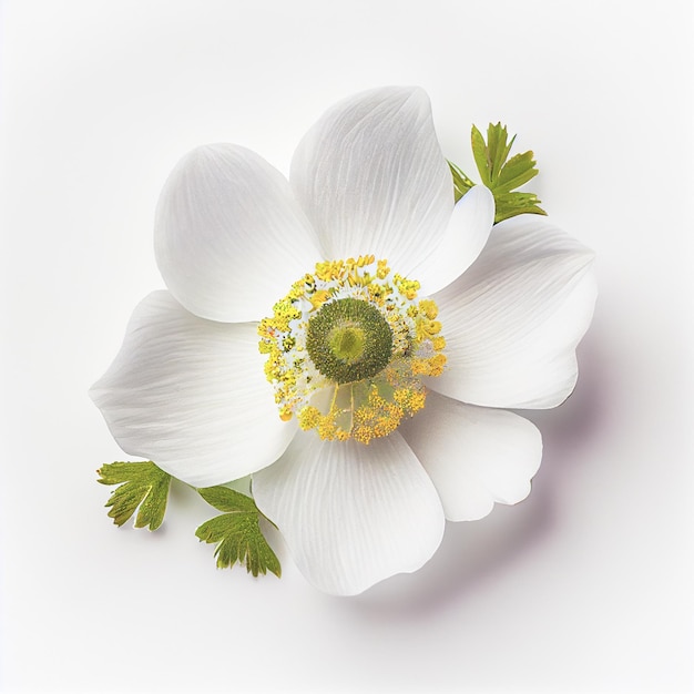 Draufsicht auf Anemonenblüte auf weißem Hintergrund, perfekt für die Darstellung des Themas Valentinstag