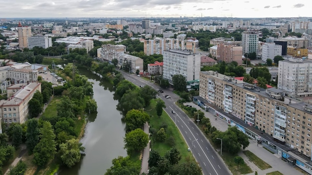 Draufsicht auf den zentralen Teil der Stadt Charkow