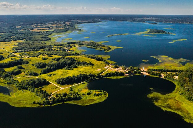 Draufsicht auf die seen snudy und strusto im nationalpark braslav lakes