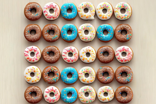 Draufsicht auf Donuts auf den Streuselkugeln Generative Ai