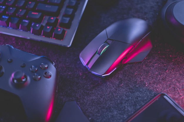 Foto draufsicht auf eine gaming-maus