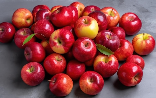 Draufsicht auf frische rote Äpfel, reife und milde Früchte