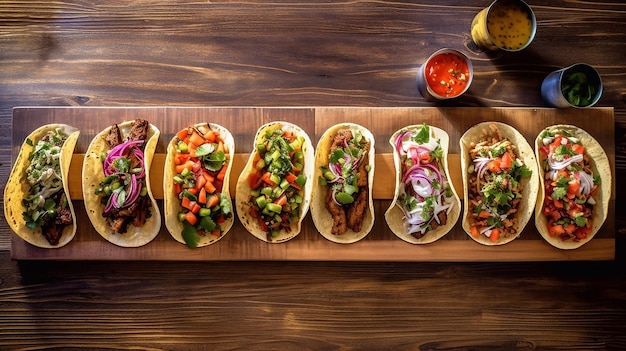 Draufsicht auf mexikanische Tacos