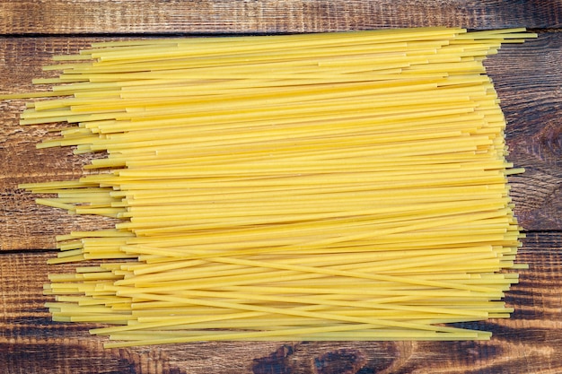 Draufsicht der Spaghettiteigwaren