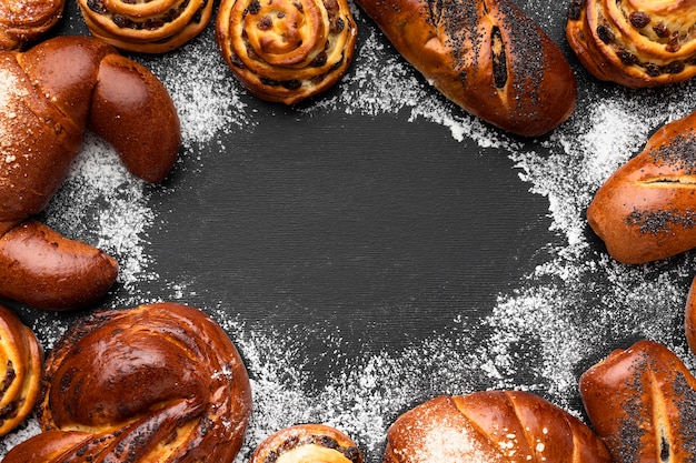 Foto draufsicht des köstlichen gebäckkonzepts